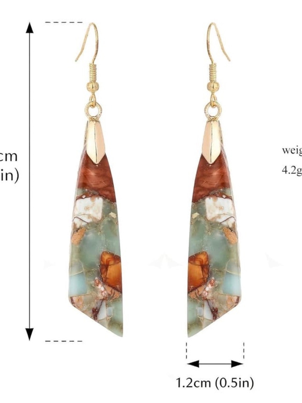 Gold-Tone Turquoise & Brown Drop Earrings - Women Jewelry